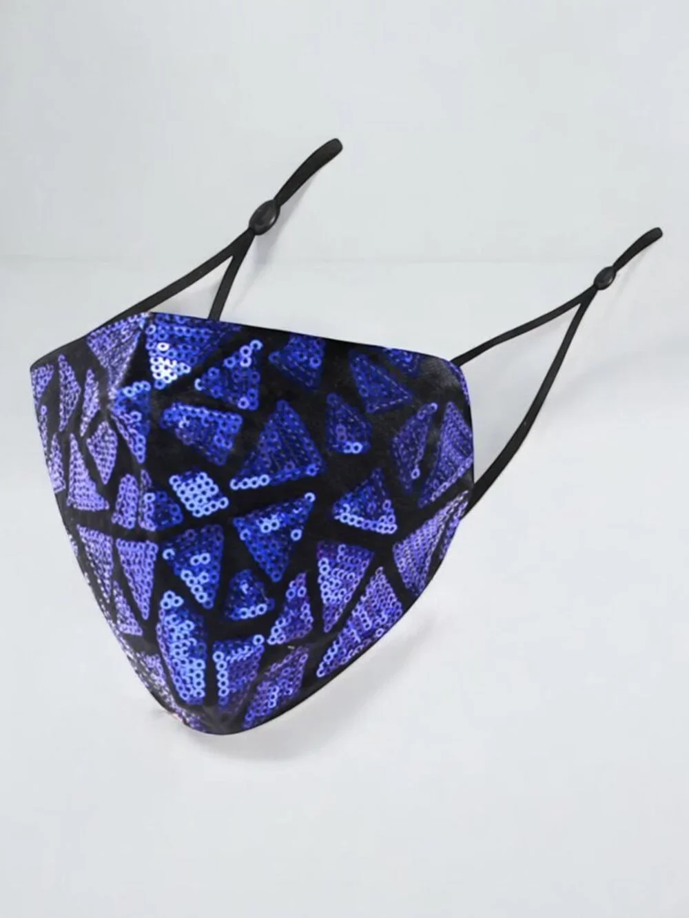 Blue Sequin Rave Festival Face Mask EDM Disco Concert Costume NWT
